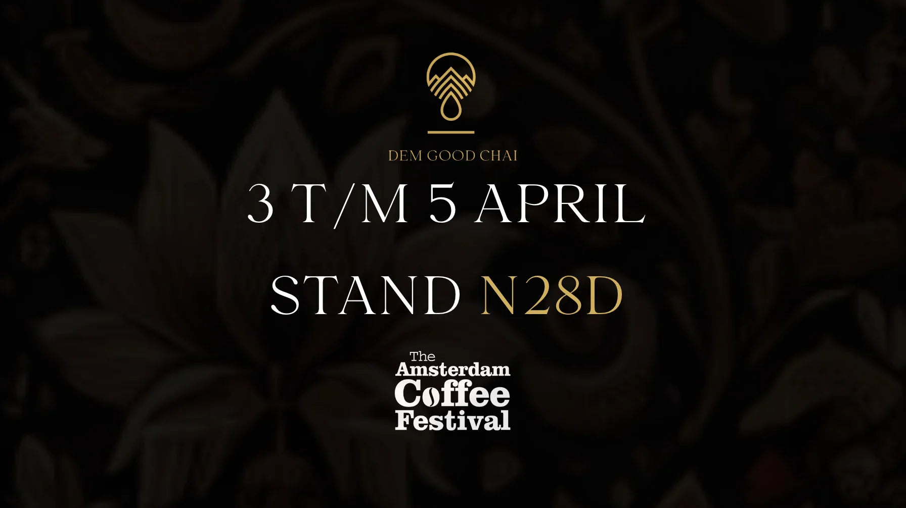 Dem Good Chai stand op het Amsterdam Coffee Festival 2025 – Bezoekers proeven authentieke chai.