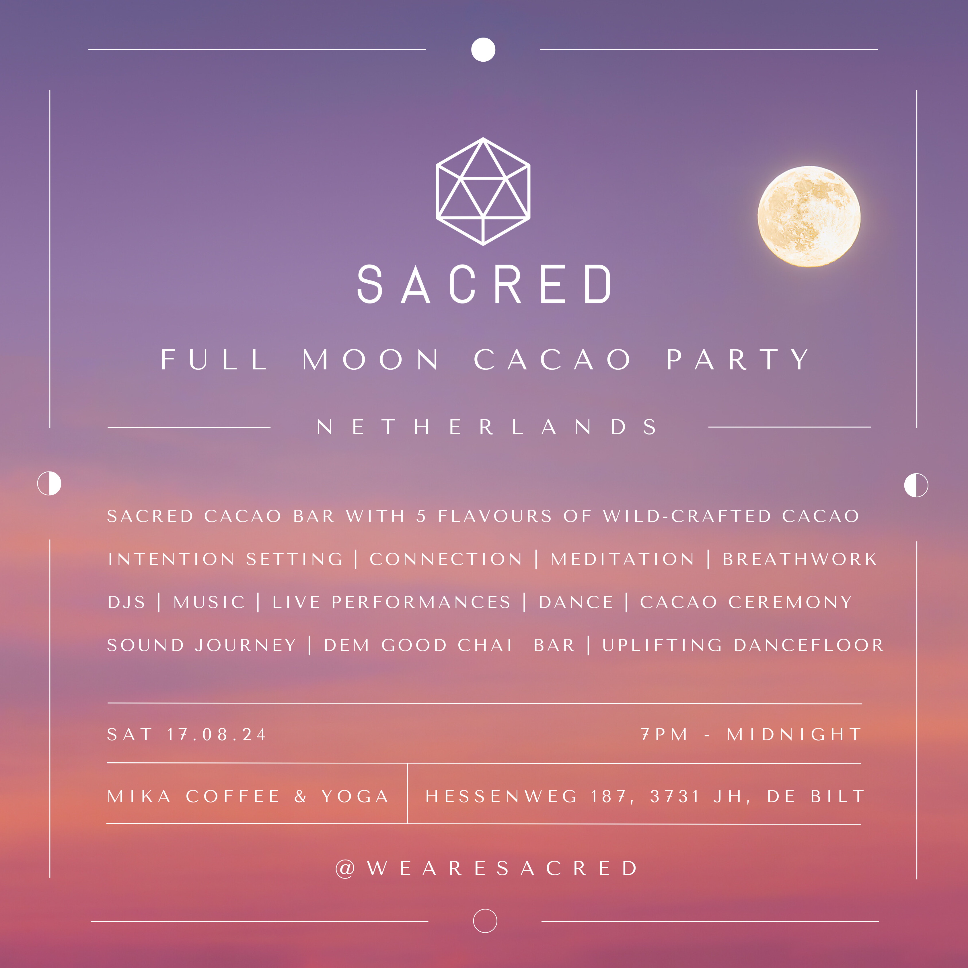 De Magie van Ceremoniële Cacao: Sacred Taste X Chai Full Moon Party bij MIKA (de Bilt, Utrecht)